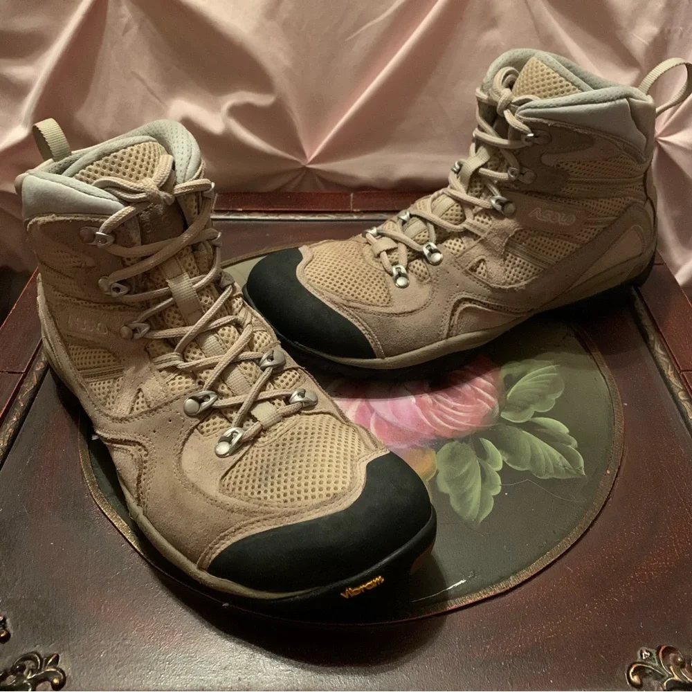 ASOLO Ellery Sand/ Dark Sand Hiking Boots Trail Made in Romania ~ Women’s Sz 10 - Picture 1 of 9